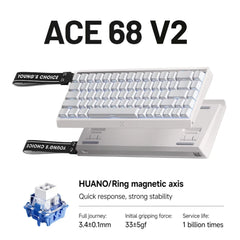 MCHOSE ACE68 V2 Gaming Keyboard 0.001mm 8KHz Polling Rate 256k Scan Rate 0.008ms Ultralow Latency Wired TTC Hall Sensor Keyboard