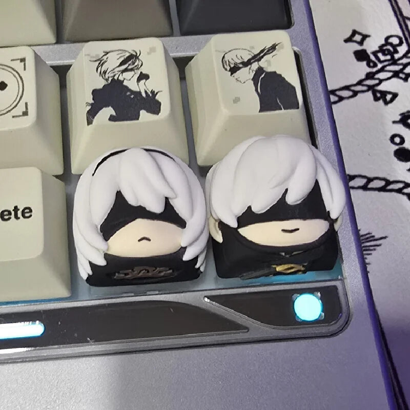 Lobo Nier: Automata 2B 9S Anime peripheral Keycaps Resin Single Keycap Customized Mechanical Keyboard Cross universal Accessorie