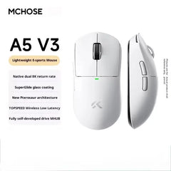 MCHOSE A5 V2 V3 Ultra-Lightweight Wireless Gaming Mouse Tri-Mode Dual 8K PAW3395 Low Latency RGB 500mAh Ergonomic E-sports Mouse