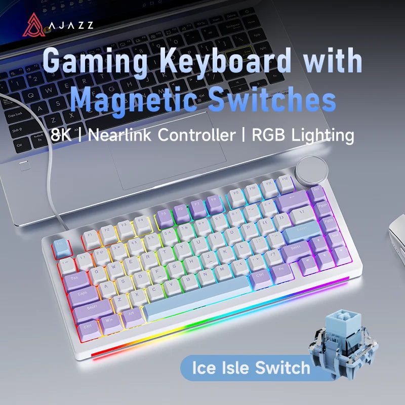 AJAZZ AK820 V2 Wired Magnetic Switch Gaming Keyboard, with Wrist Rest, Star Flash, 8K Polling Rate, Ultra Low Latency