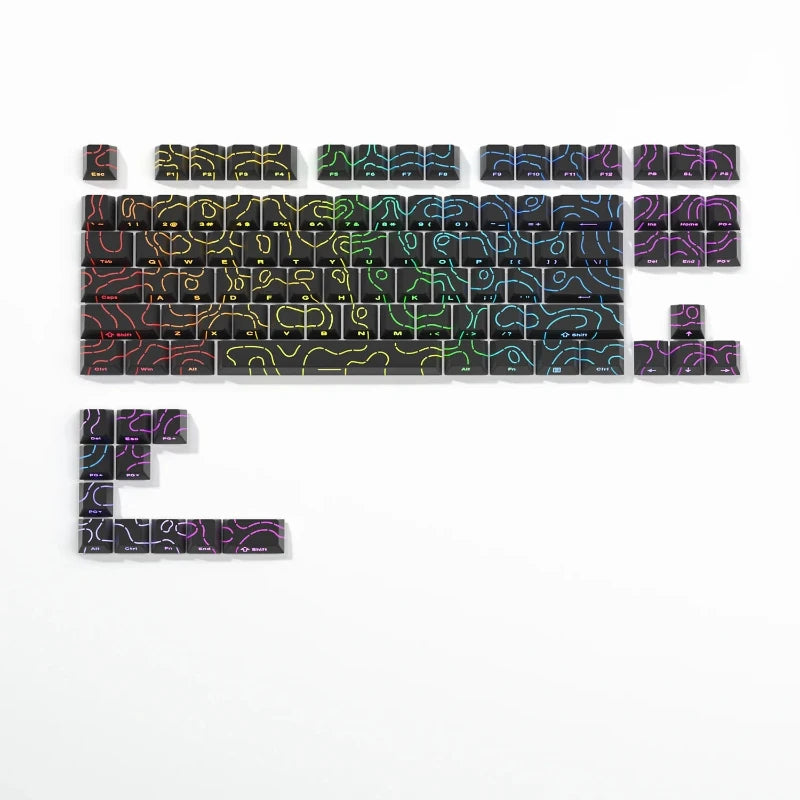 2026 Line Gradient Side Shine Through Keycaps Cherry Profile PBT Custom Keycaps for 60% 65% 75% 96% 98% 100% Mechanical Keyboard