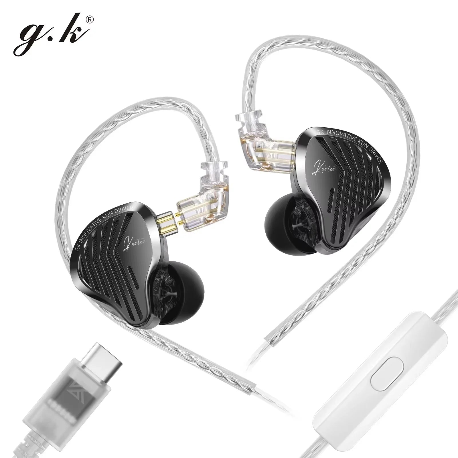 GK KUNTEN Metal Headphones HiFi HD Sound Quality Heavy Bass In-Ear Headphones Sports Removable Earplugs IN KZ Supreme EDX ZSN