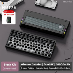 WEIKAV NUT75 220 Grit Aluminum Wireless Gaming Custom Mechanical Keyboard Kit 75% Bluetooth Wired Gamer Non-contact Keyboard
