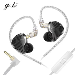 GK KUNTEN Metal Headphones HiFi HD Sound Quality Heavy Bass In-Ear Headphones Sports Removable Earplugs IN KZ Supreme EDX ZSN