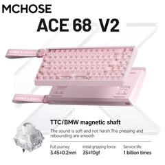 MCHOSE ACE68 V2 gaming keyboard 0.001mm 8KHz Polling Rate 256k scan rate 0.008ms ultralow latency wired TTC Hall sensor keyboard