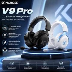 MCHOSE V9 Pro wireless headphones 7.1 Surround Sound 53mm HI-FI Bluetooth/2.4G gamer headphones with Microphone v9 pro mchose
