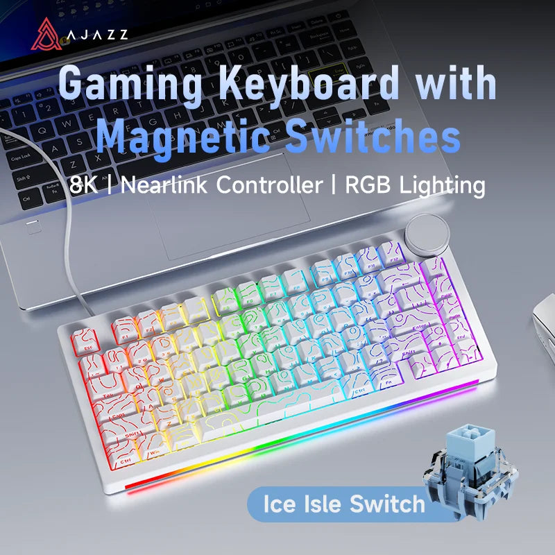 AJAZZ AK820 V2 Wired Magnetic Switch Gaming Keyboard, with Wrist Rest, Star Flash, 8K Polling Rate, Ultra Low Latency