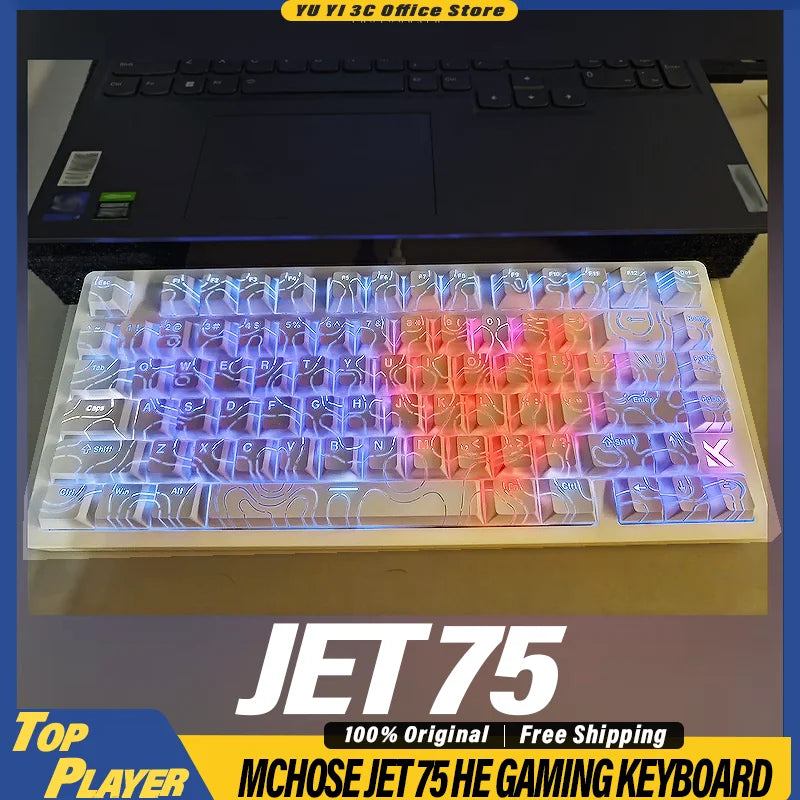 MCHOSE JET75 HE Gaming Keyboard Hall Effect Switch Support 0.005MM Rapid Trigger DKS SOCD MT TGL Dynamic RGB Hot Swappable