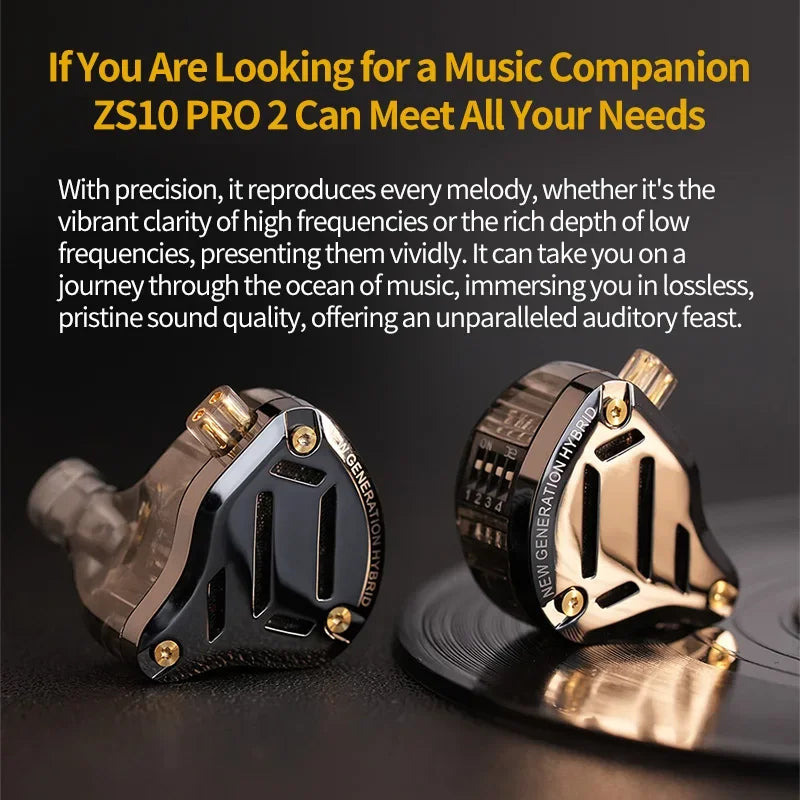 KZ ZS10 Pro 2 HIFI Metal Earphone In Ear Bass Earbud 4-Level Tuning Switch Headphone 2PIN Cable ZAS ZSX ZSNPRO AS16PRO ZS10PRO 2